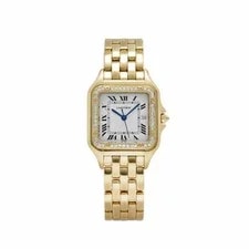 Cartier — Cartier Panthere 883969 '' Midsize Yellow Gold White Dial Diamond Bezel — Watch — resale