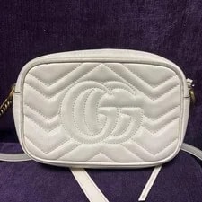 Gucci Marmont GG Chain Ziplock White Gold Hardware Japan 2