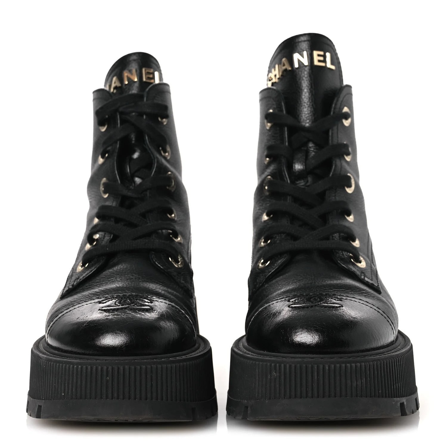Grained Shiny CC Lace Up Combat 37.5 3