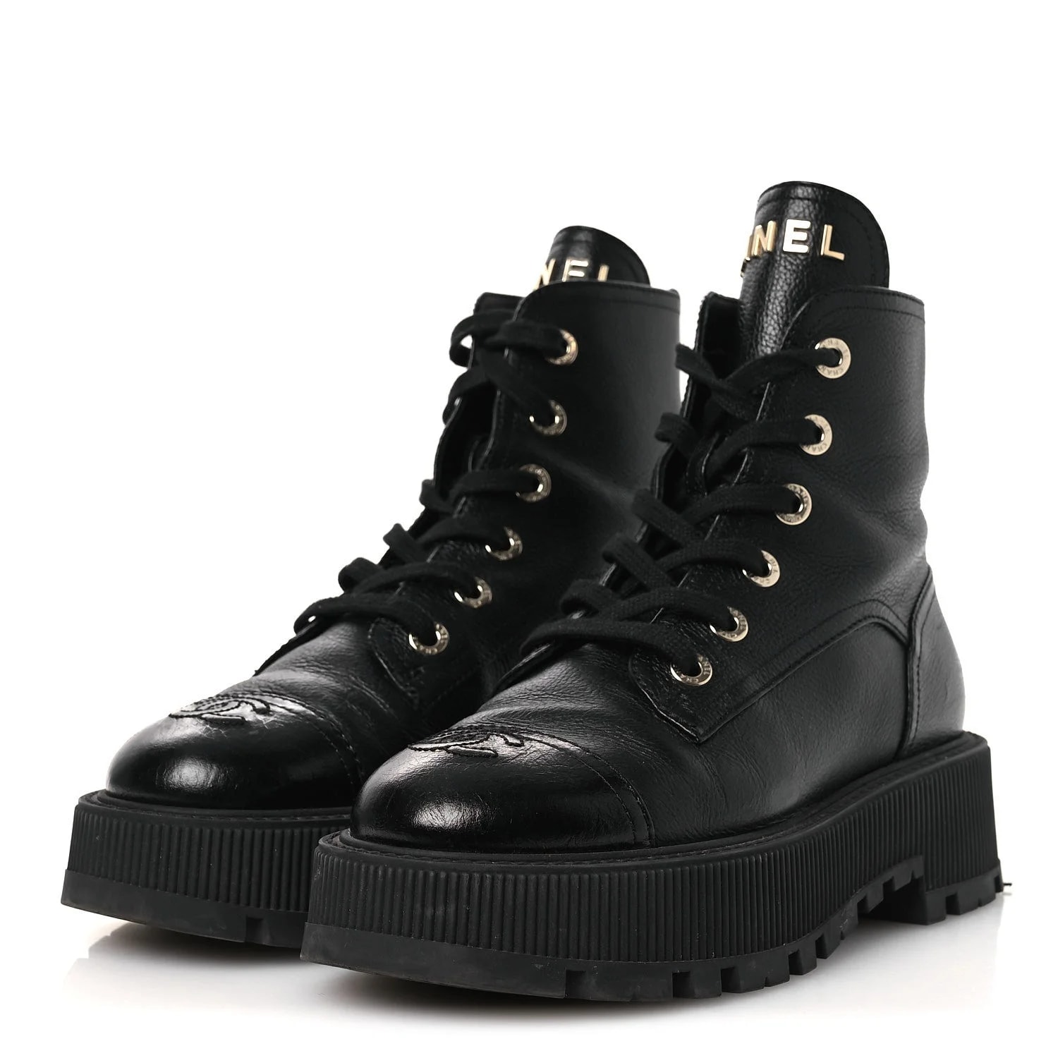 Grained Shiny CC Lace Up Combat 37.5 4