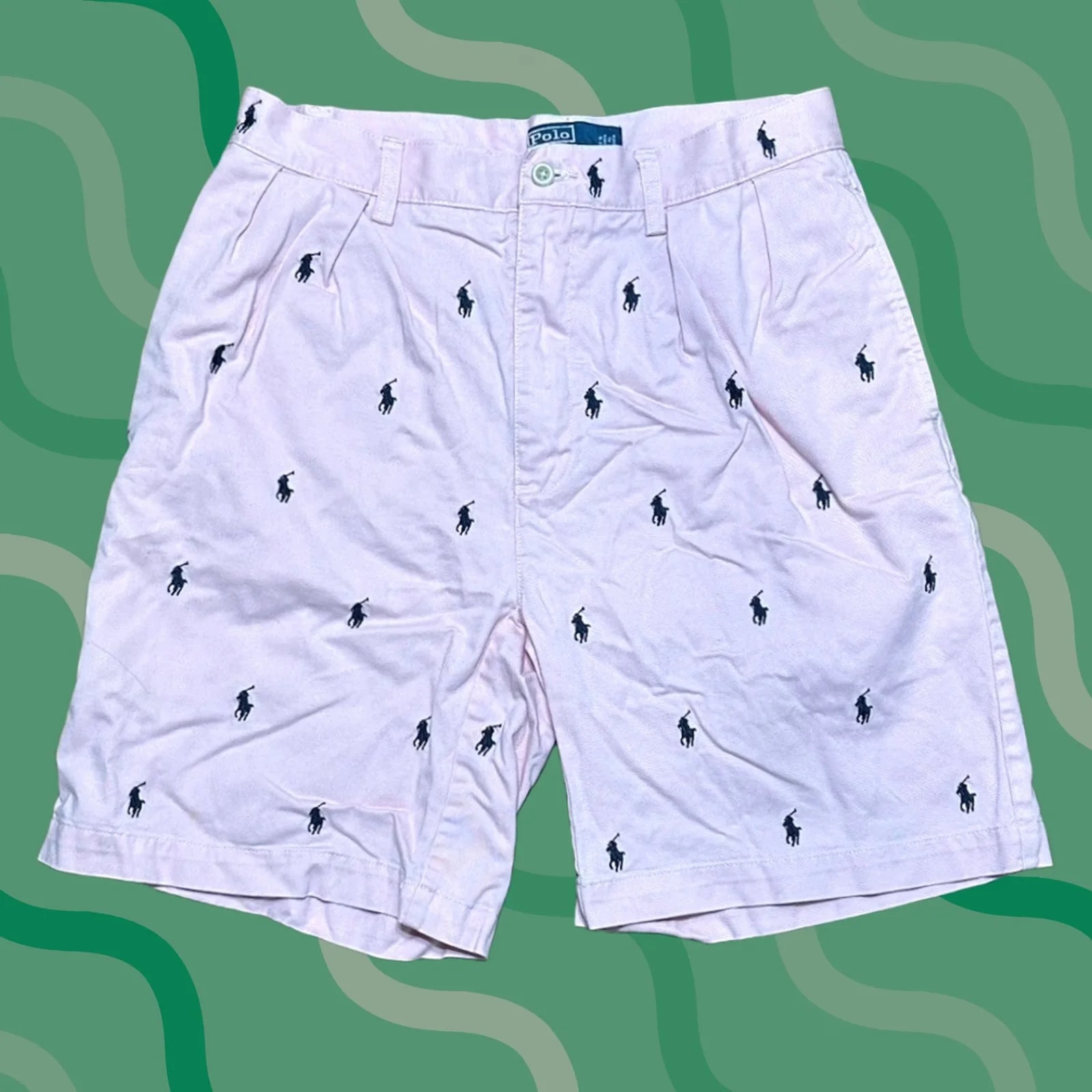 Polo Ralph Lauren — Polo Ralph Lauren Chino Shorts All Over Pony Logo Embroidered — streetwear — resale