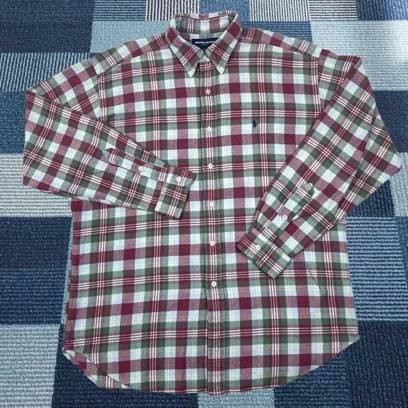 Polo Ralph Lauren — VTG Polo Ralph Lauren Golf Flannel Shirt L Plaid Embroidered Pony 90s Button-Up — streetwear — resale