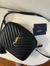 Saint Laurent — Saint Laurent Quilted Chevron Crossbody Tassel Hardware Zip — Handbag — resale