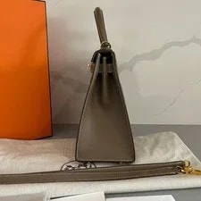 Auth Hermès Kelly 28 Etoupe Top Handle 4