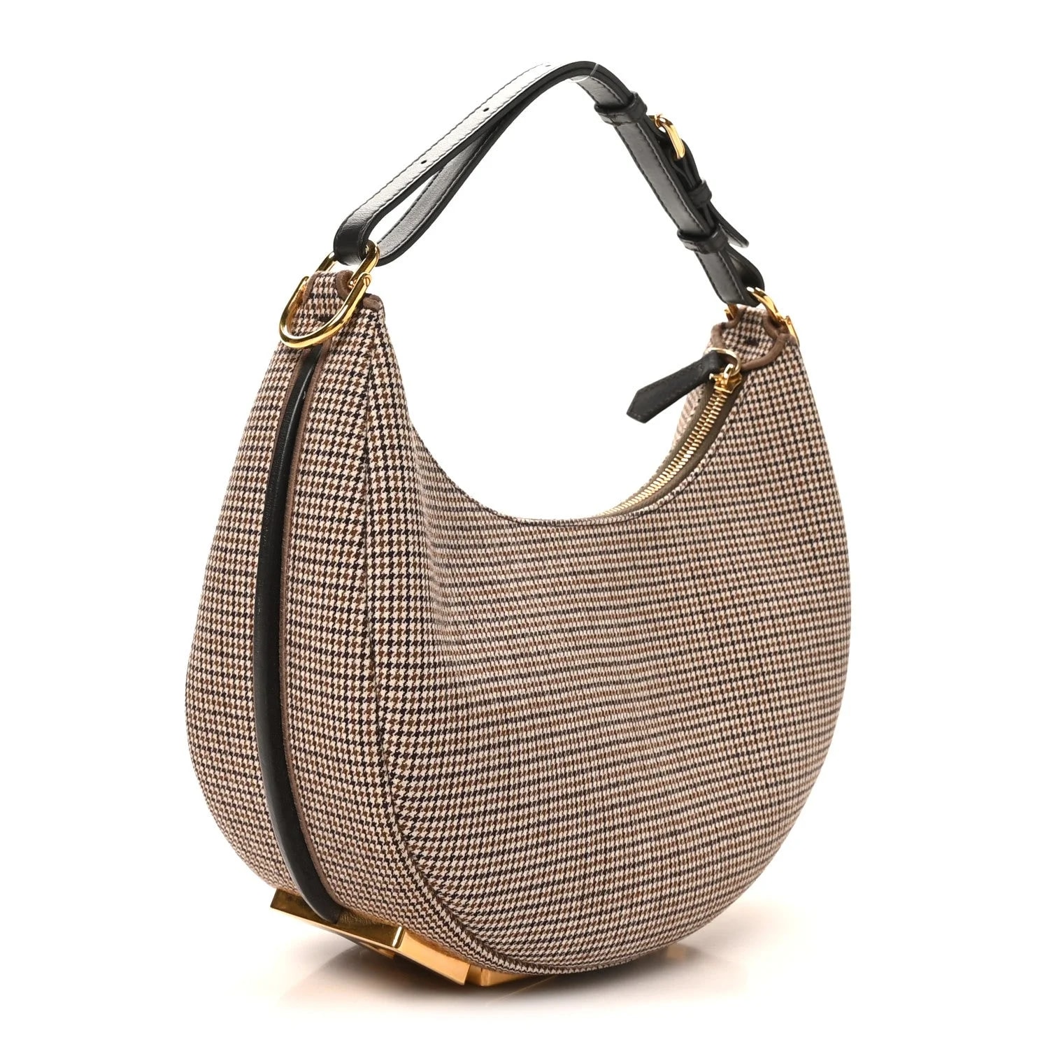 Vitello Grace Small Houndstooth Small Fendigraphy Hobo Ebano 3