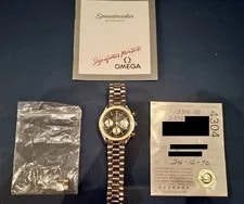 Omega Speedmaster Reduced 175.00.33 Chronograph 18k Gold Automatic Papers 3