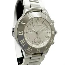 Cartier Must 21 Chronoscaph S Chronograph Quartz QZ Date White Dial W10184U2 2