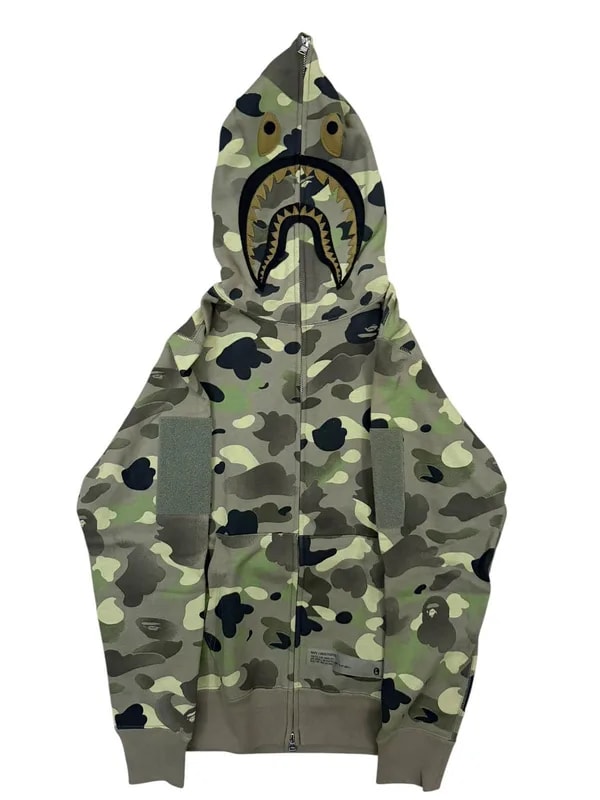 BAPE — Bape X Undefeated Camo Shark Full Zip Hoodie — streetwear — resale