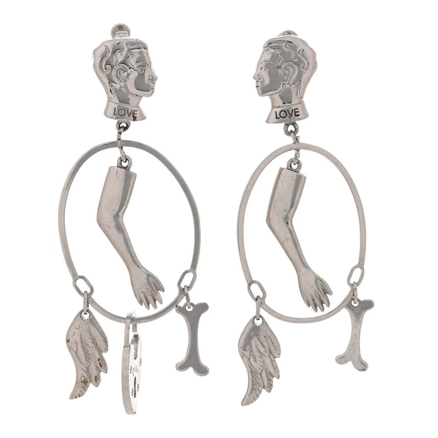 Dior — Metal Charm Oval Clip on Drop — Jewelry — resale