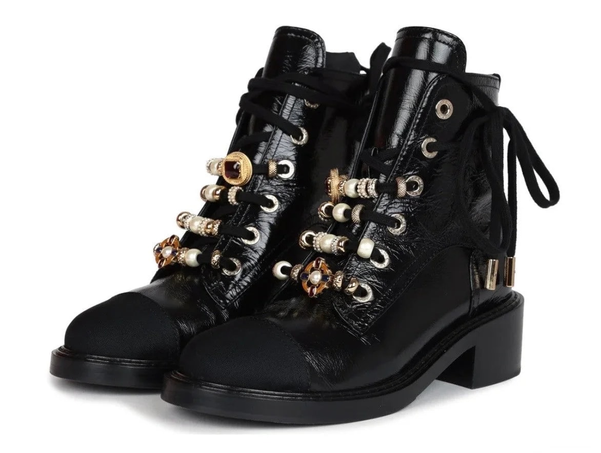 Chanel With Decorative Beads and Embellishments Ankle