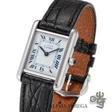 Cartier Must Tank Argent Blue Roman SM Ref.W1001543 Silver Rhodium (SV/Rh) 1990s 2