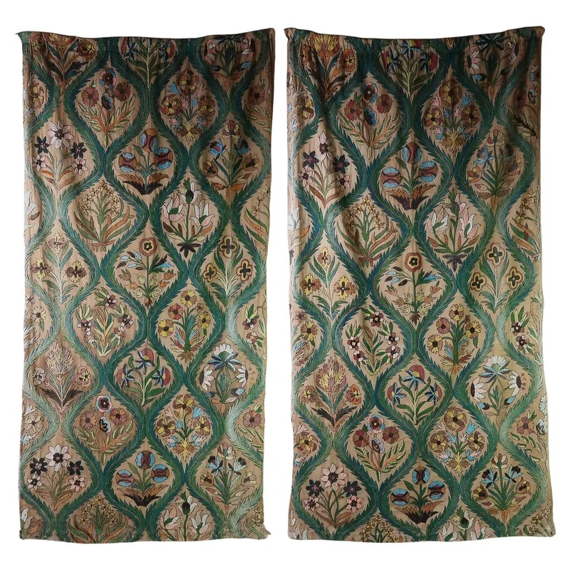 Pair of Antique Arts and Crafts Style Crewel Work Curtains, English, c. 1900 — Furniture — resale
