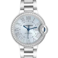Cartier — Cartier Ballon Bleu 33 Steel Diamond Blue Dial W4BB0028 Box Card — Watch — resale
