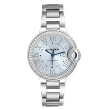 Cartier Ballon Bleu 33 Steel Diamond Blue Dial W4BB0028 Box Card 2