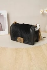 Chanel Boy Small Mink Fur & Flap With Aged Hardware 2