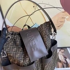 Fendi Drawstring Backpack Dual Crossbody Auth 4