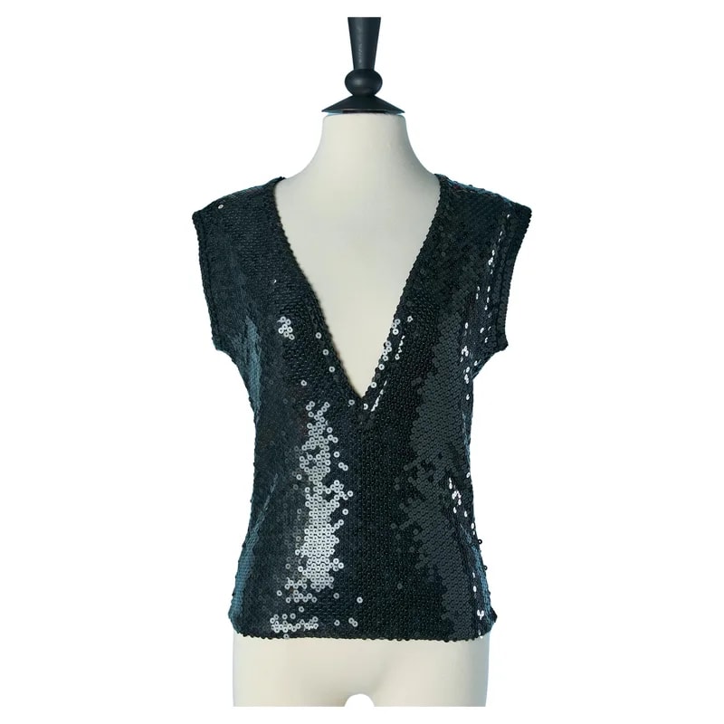 Chantal Thomass — Sequin Sleeveless Top With V-Neck — Designer Shoe — resale