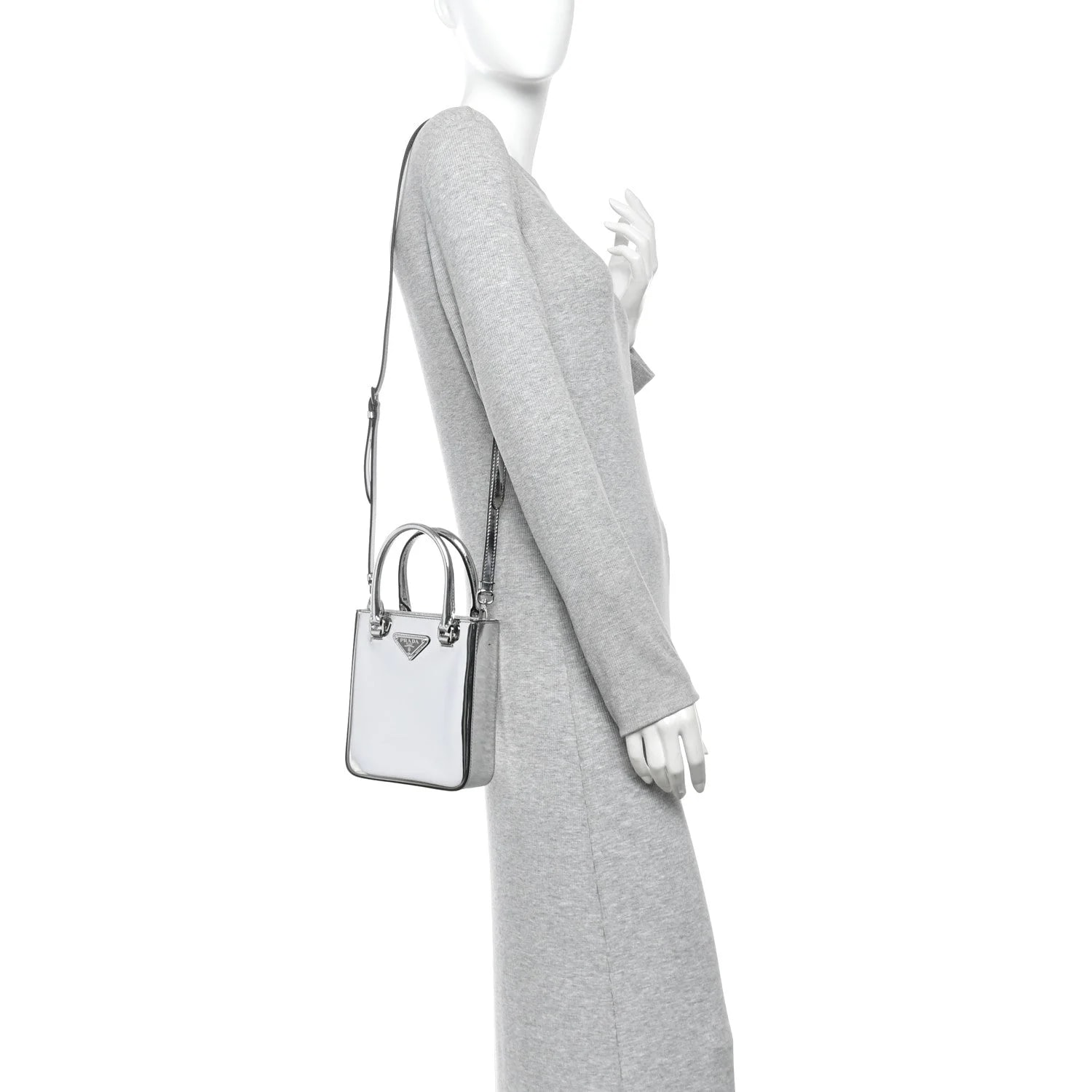 Spazzolato Triangle Small Double Handle Crossbody Argento 2