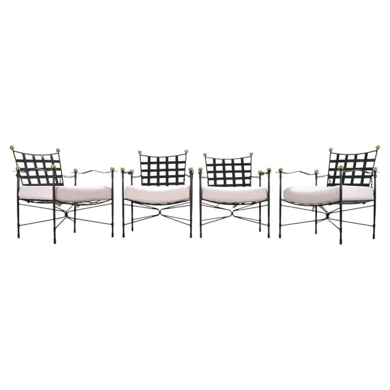 Mario Papperzini — Set of Four Mario Papperzini Amalfi Iron Lounge Garden — Furniture — resale