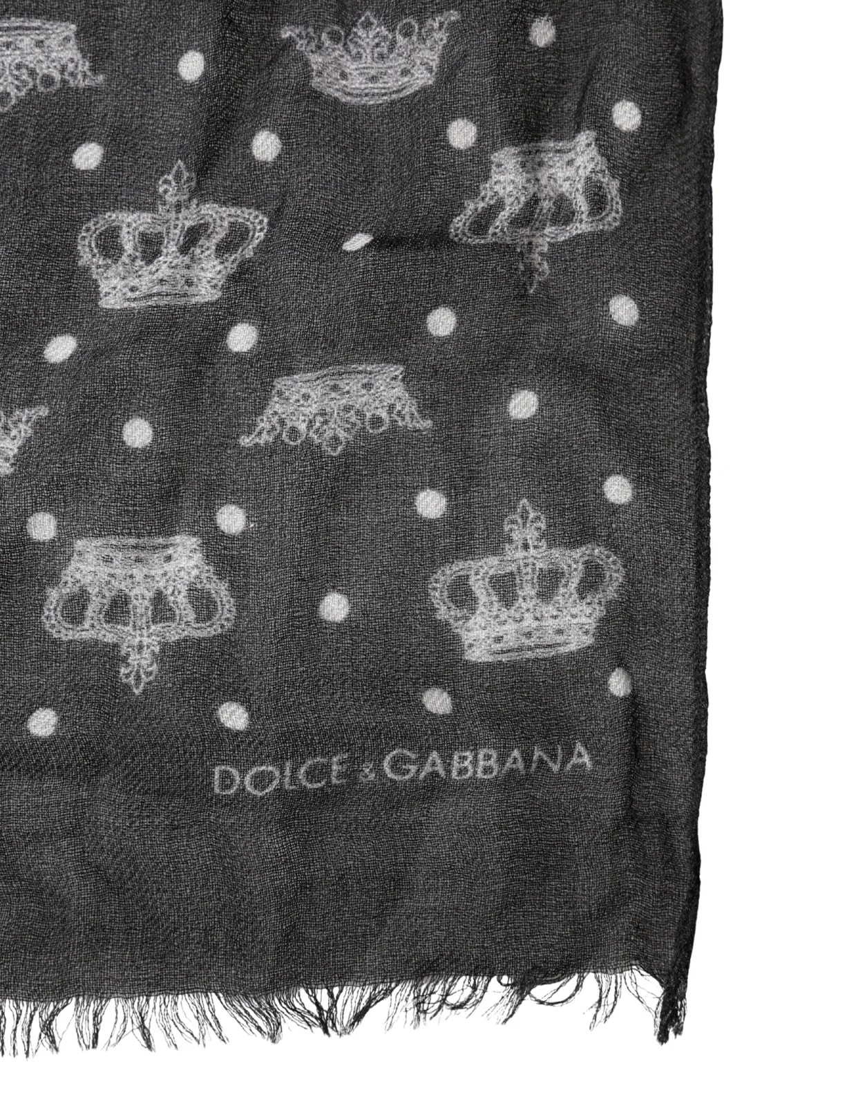 Dolce & Gabbana Crown Print Fringe Neck Wrap 180cm X 65cm Scarf 2