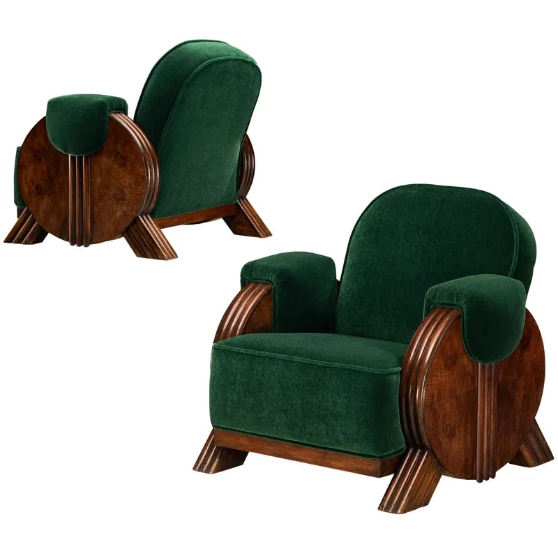 Italian Art Deco Pair of Lounge in By Pierre Frey — Furniture — resale