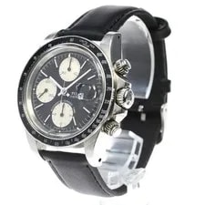 Tudor Oysterdate Chronotime 79160 39mm SS Black Dial Leather Strap #C037 2