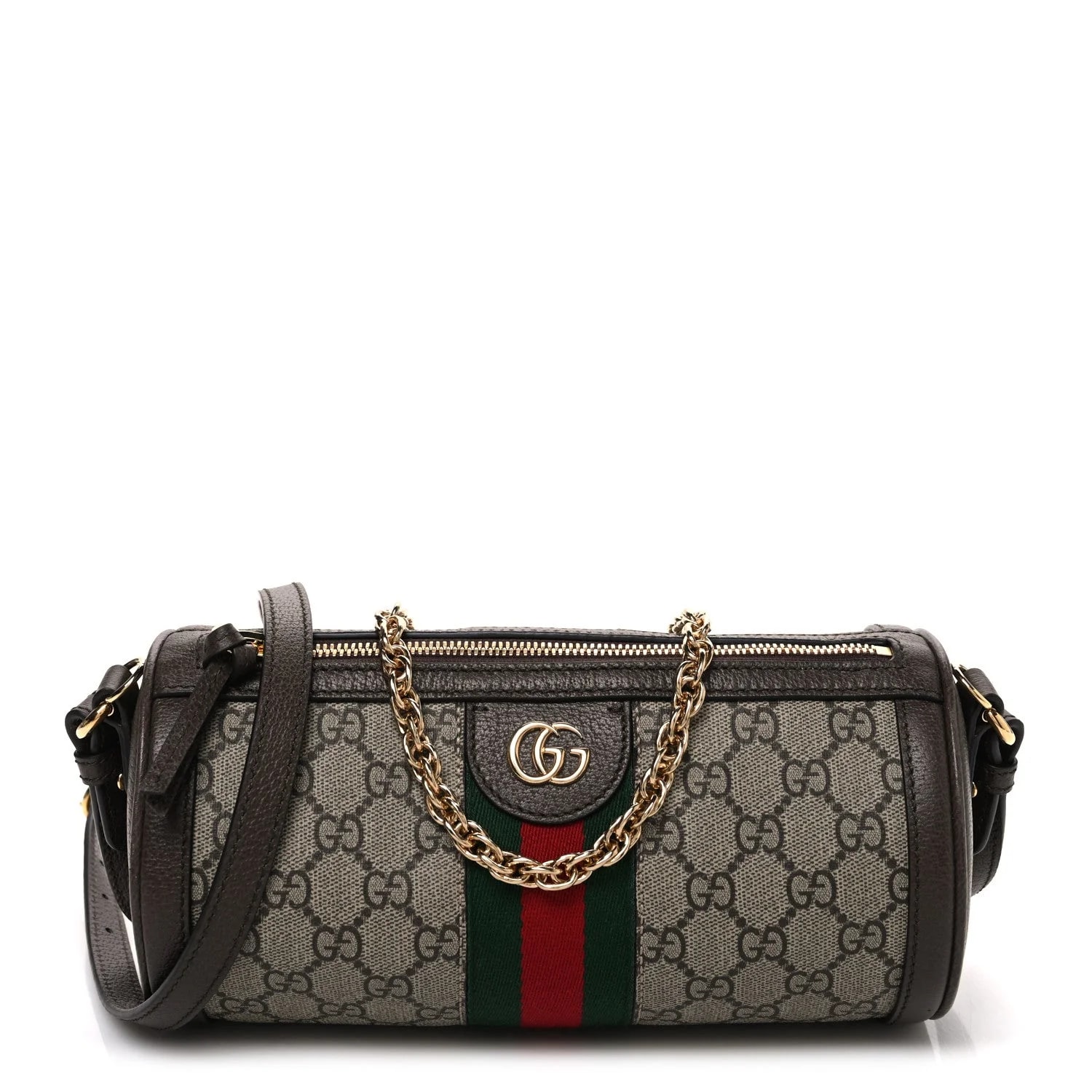 Gucci — Textured Dollar Web Small Ophidia Blondie Barrel New Acero — Handbag — resale