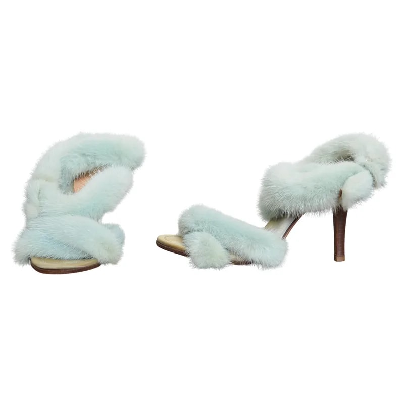 Valentino — F/W 2017 Valentino Pale Mink Fur Strappy Stiletto High EU40 — Designer Shoe — resale