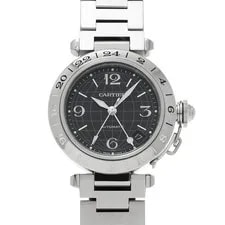 Cartier — Cartier Pasha C GMT W31079M7 Black Dial Stainless Steel Automatic 35mm #W2881 — Watch — resale