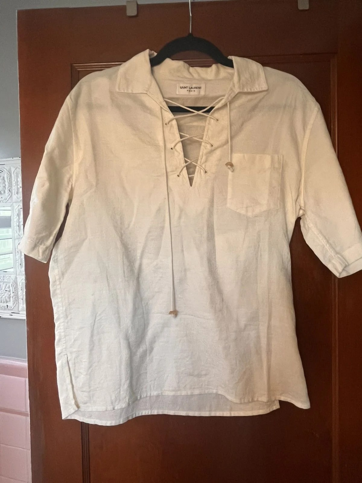 Saint Laurent — Saint Laurent Runway Lace Up Shirt — streetwear — resale