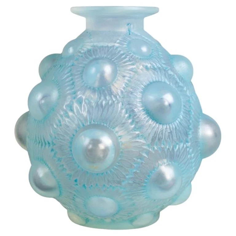 René Lalique — 1927 René Lalique - Vase Tournesols Opalescent Glass With Blue Patina — decorative_object — resale