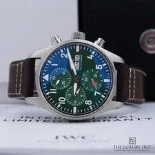 IWC Pilot’s Chronograph IW388103 - 2021, Full Set Stainless Steel 41mm Green ... 2