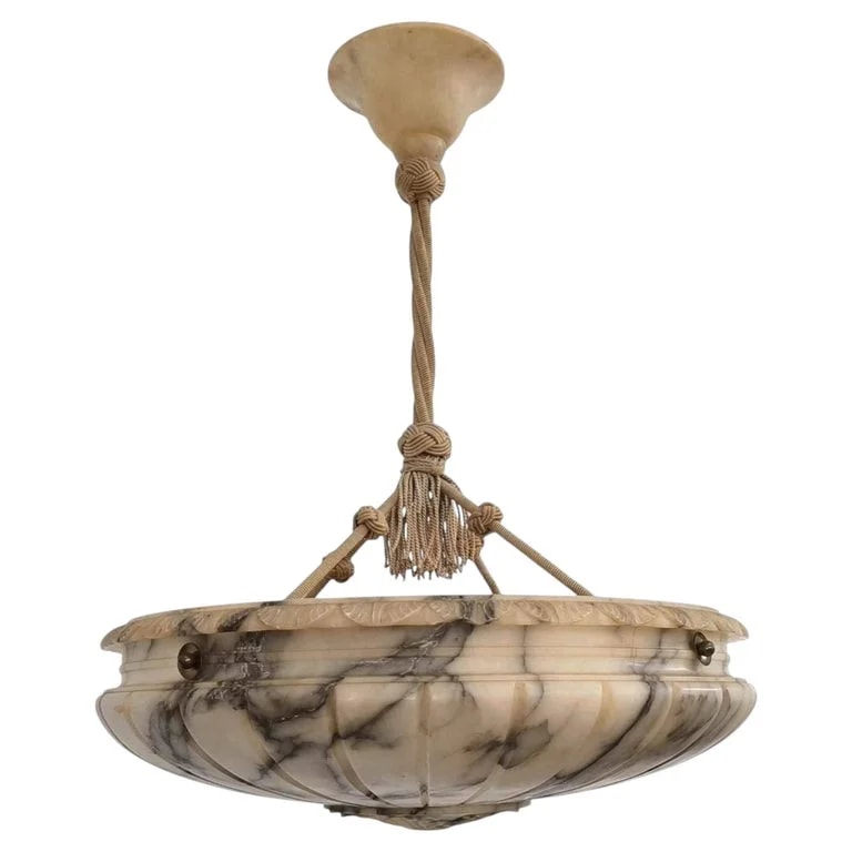 Top Quality Large Size, Timeless Design Alabaster With Rope Chain — lighting — resale