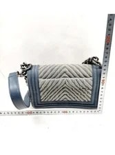 Chanel Chevron Light Washed & Boy Flap Ruthenium Push Lock 2