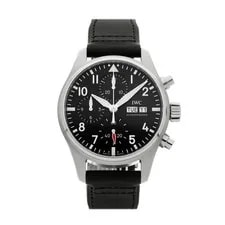 IWC — IWC Pilot's Chrono Day Date Steel Auto 41mm Black Dial Strap IW3881-11 — Watch — resale