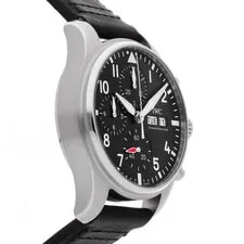 IWC Pilot's Chrono Day Date Steel Auto 41mm Black Dial Strap IW3881-11 3