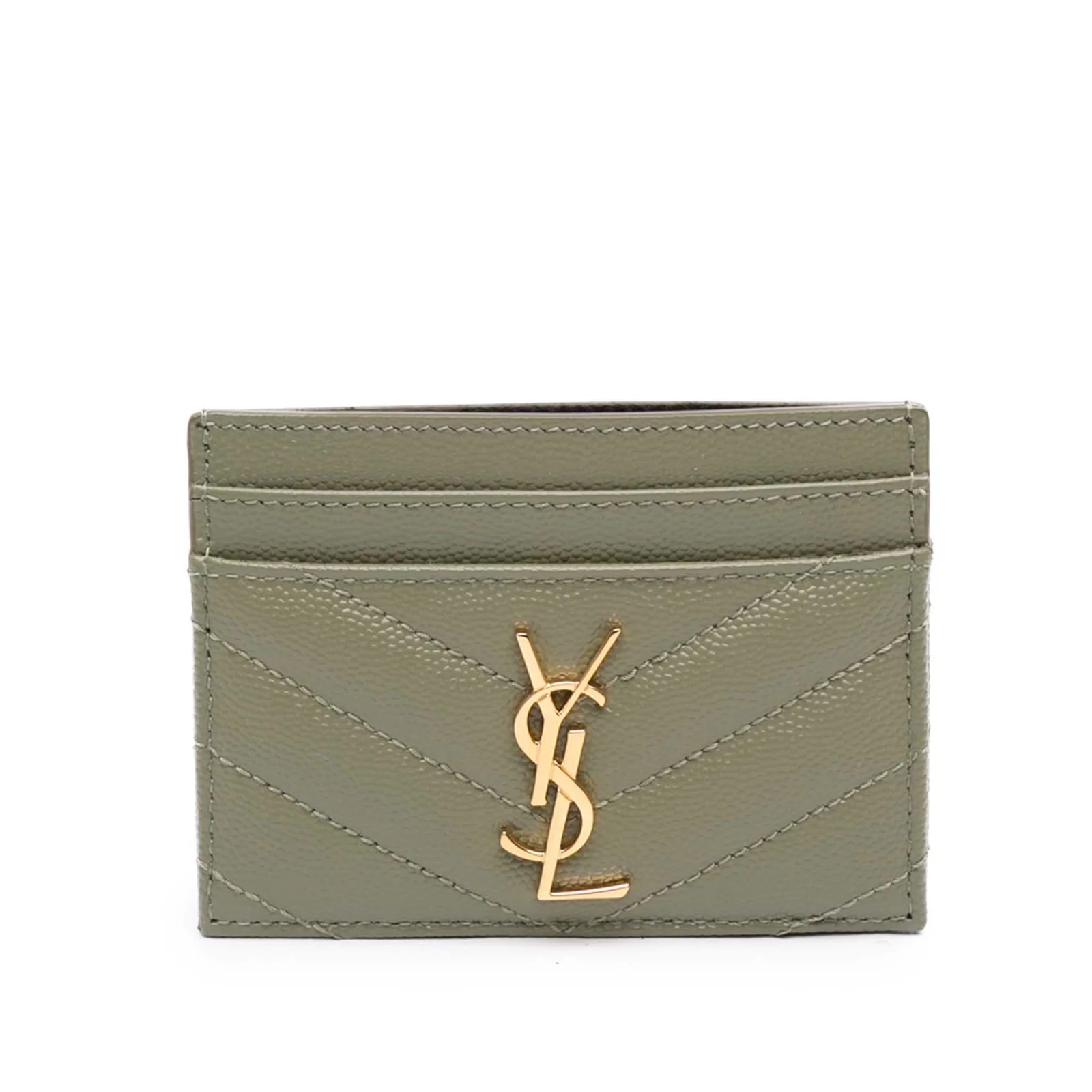 Saint Laurent — Chevron Grain de Poudre Cassandre Card Holder — Handbag — resale