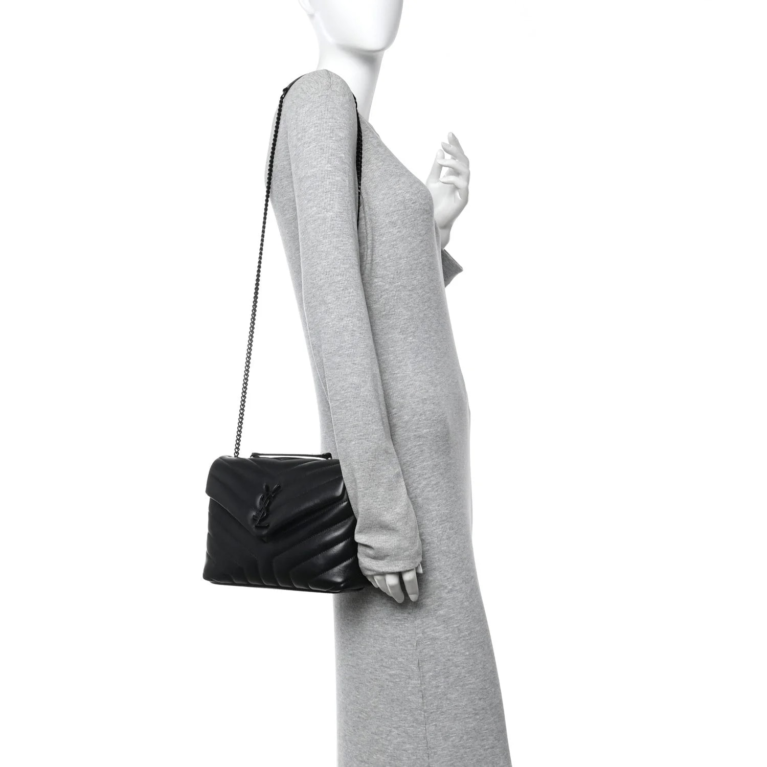 Y Quilted Monogram Monochrome Small Loulou Chain Satchel 2
