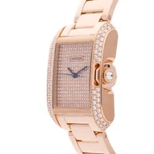Cartier Tank Anglaise Rose Gold Auto Pave Diamond Bracelet WT100012 2