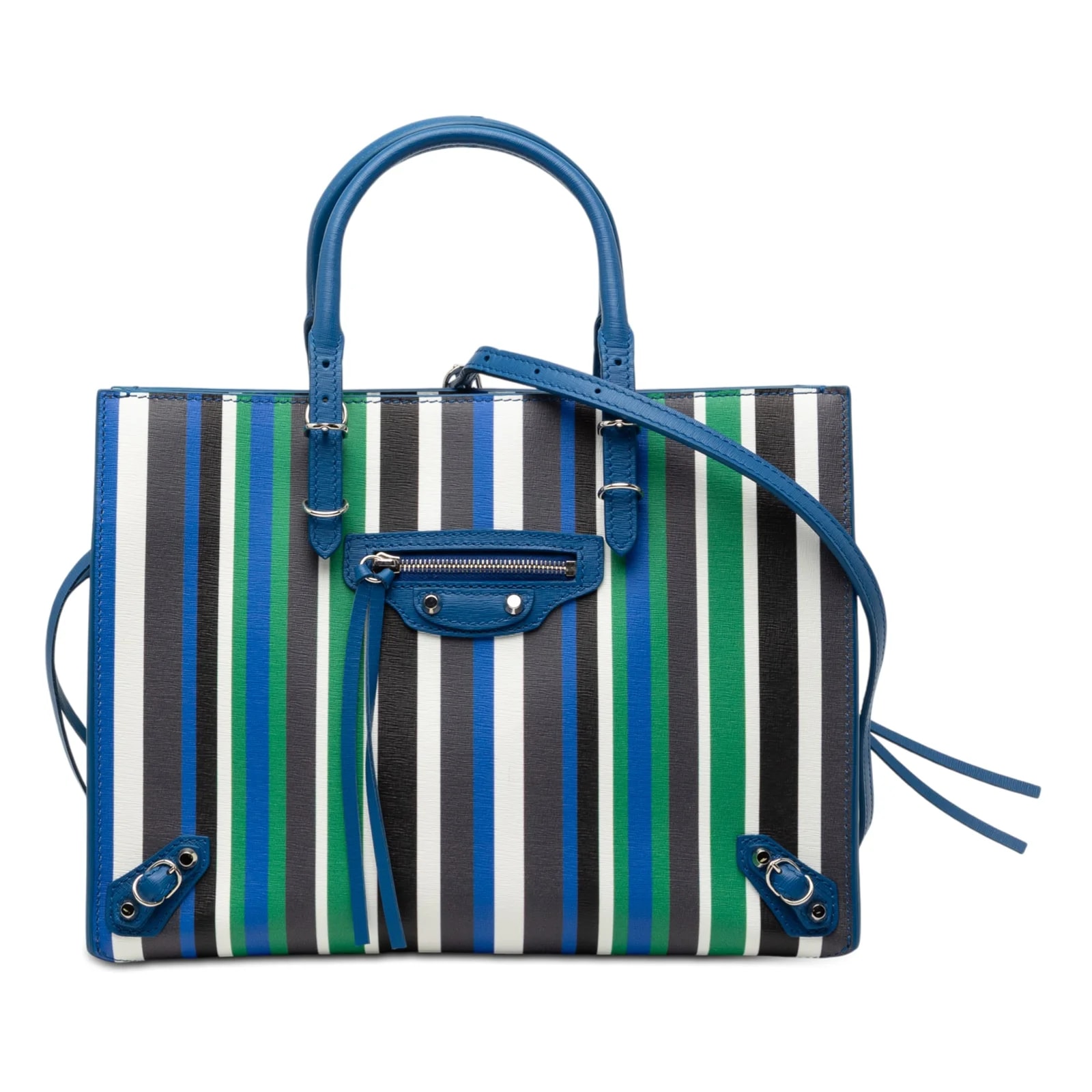 Balenciaga — Mini Striped Papier A6 Zip Around Satchel — Handbag — resale