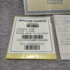 Officine Panerai PAM00091 Genuine Product Tag Seal From Japan 2