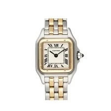 Cartier Panthere W25029B6 '' Two Row Stainless Steel Yellow Gold White 2