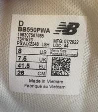 New Balance 550 Salt and Pepper BB550PWA - ’S 8 ’S 10.5 Euro 41.5 $110 2