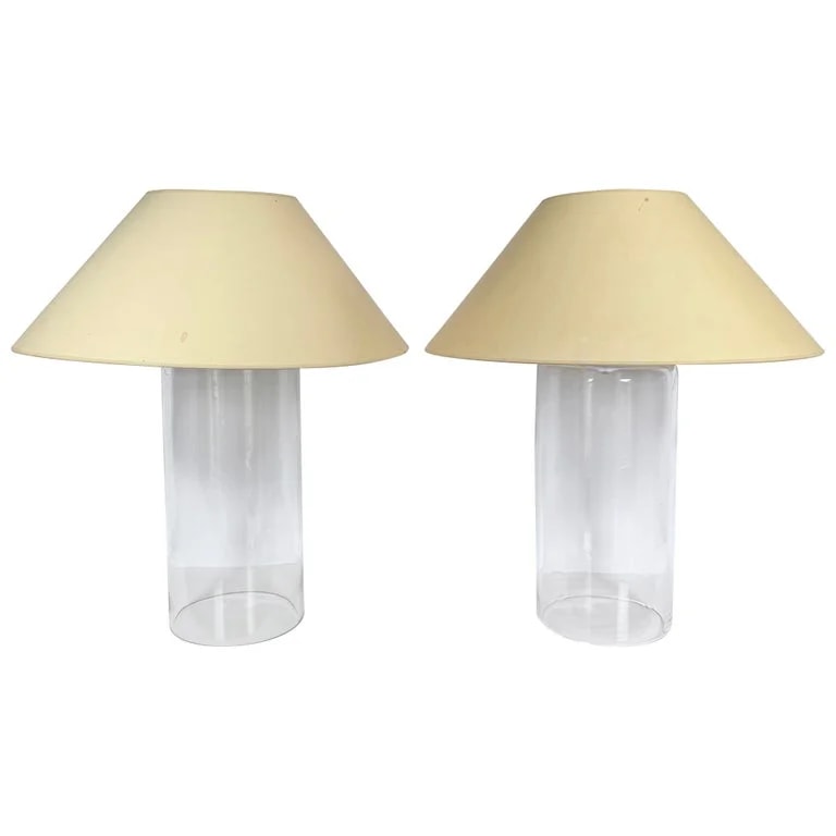 John Saladino — Original John Saladino Modern Blown Cylindrical Lamps, Pair — Furniture — resale