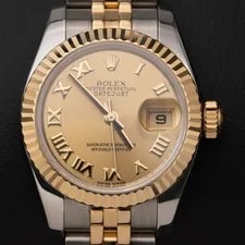 Rolex — Rolex Datejust 26mm Fluted Bezel 179173 Champagne Roman Dial BOX & Paper — Watch — resale