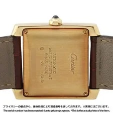 Cartier Tank W5000356 18K Yellow Gold / Leather 36mm Silver Dial #TZW189 3