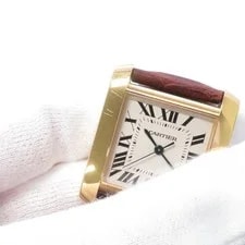 Cartier Tank W5000356 18K Yellow Gold / Leather 36mm Silver Dial #TZW189 4