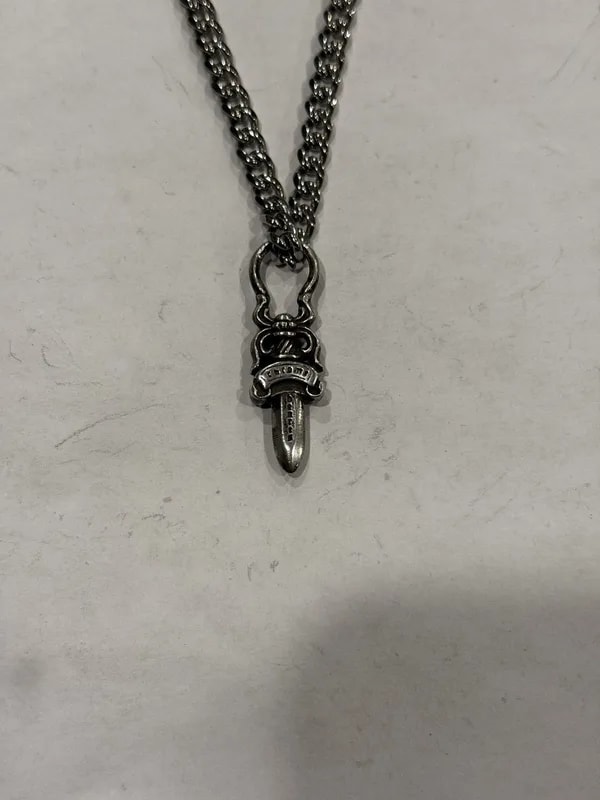 Chrome Hearts — Hearts Dagger Pendant Cuban Link Chain Necklace 925 — Clothing — resale