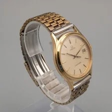 Near Omega Seamaster 196.0251 Gold Waffle Dial Quartz Date Working 4