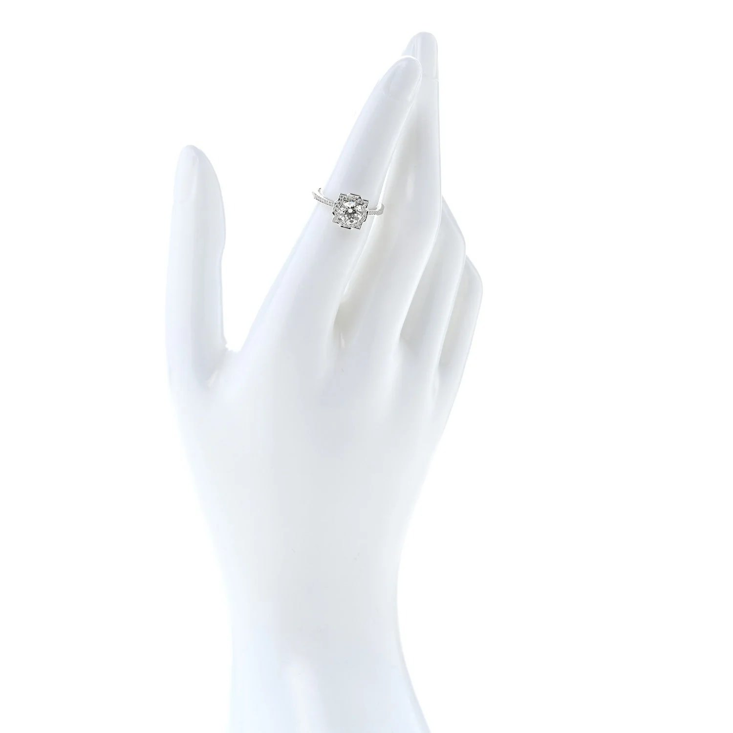 Platinum Diamond .71ct Belle Round Brilliant Micropave Ring 49 5 2
